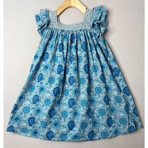 BEET WORLD Blue Floral Jaipur Everly Flutter Sleeve Dress Girls 5-6 Yrs